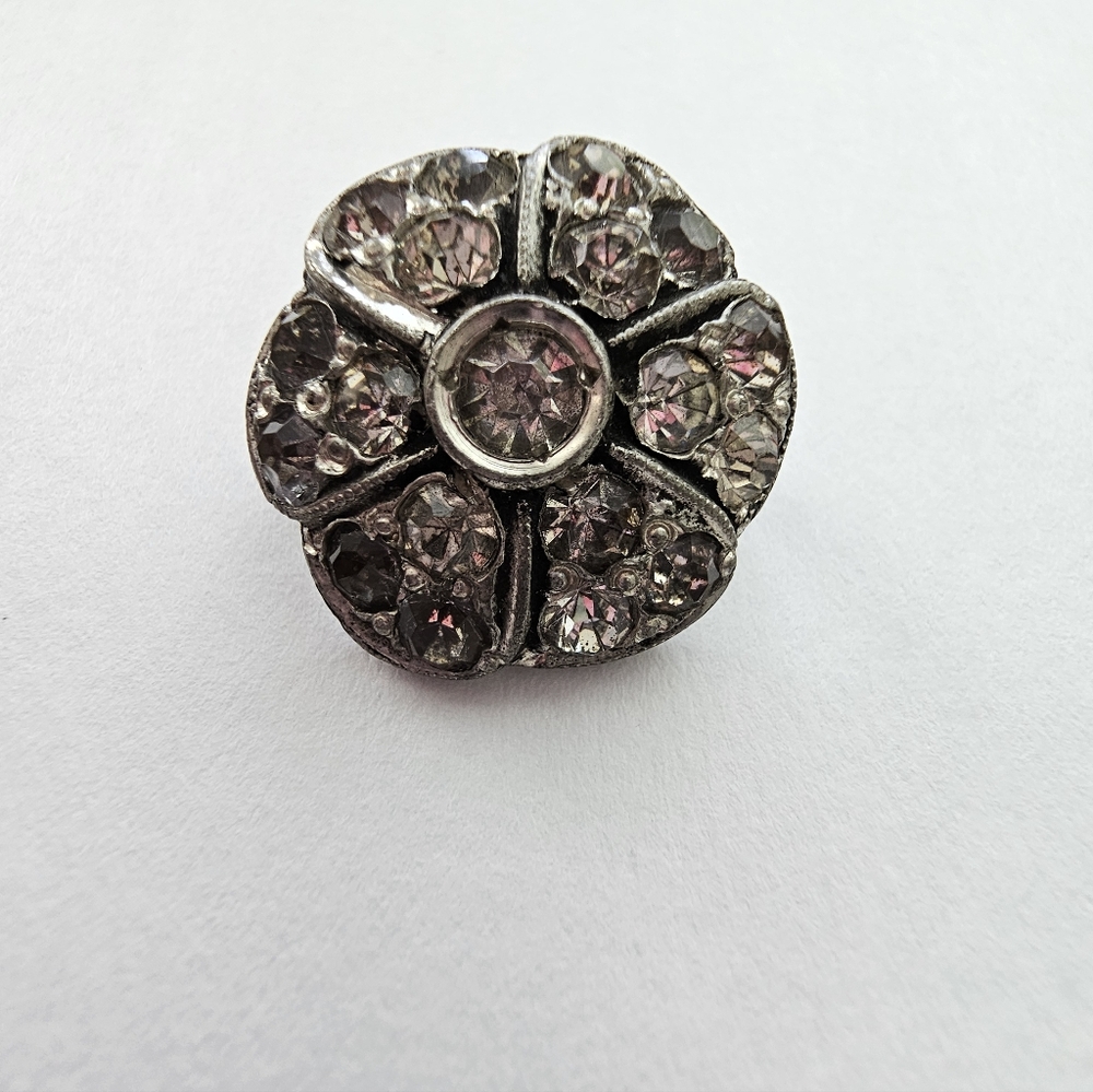 Rare Vintage Cammeyer NY Rhinestone Shoe Slide Ornament - Art Deco Floral